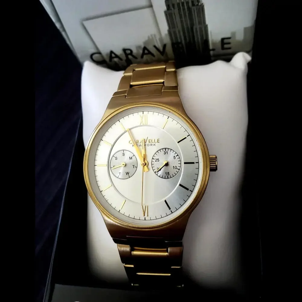 Caravelle Bulova Men's Day‎ Date Dress Watch Sunburst Dial